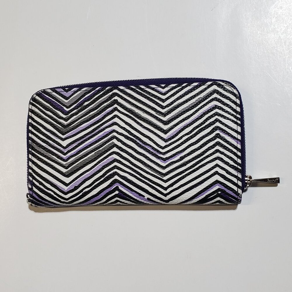 My Thirty One zig zag zoom All About the Benjamins wallet purple white zebra